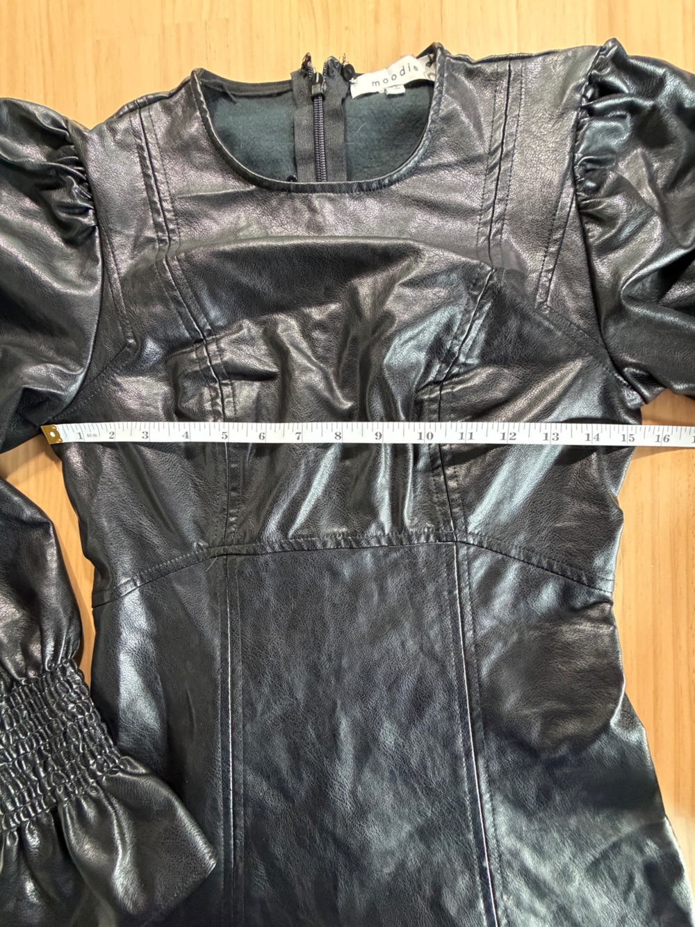moodie Black Faux Leather Mini Dress B12 - Picture 7 of 12